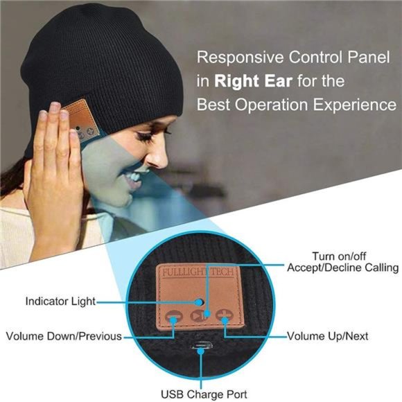 Bluetooth Beanie Headphones Hat Unique Christmas Tech Gifts Cool Christmas Gift - Picture 5 of 7